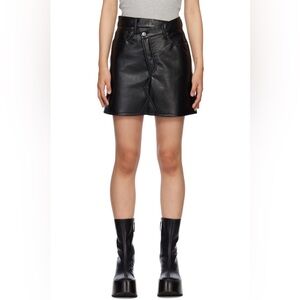 NEW AGOLDE Black Criss Cross Leather Miniskirt